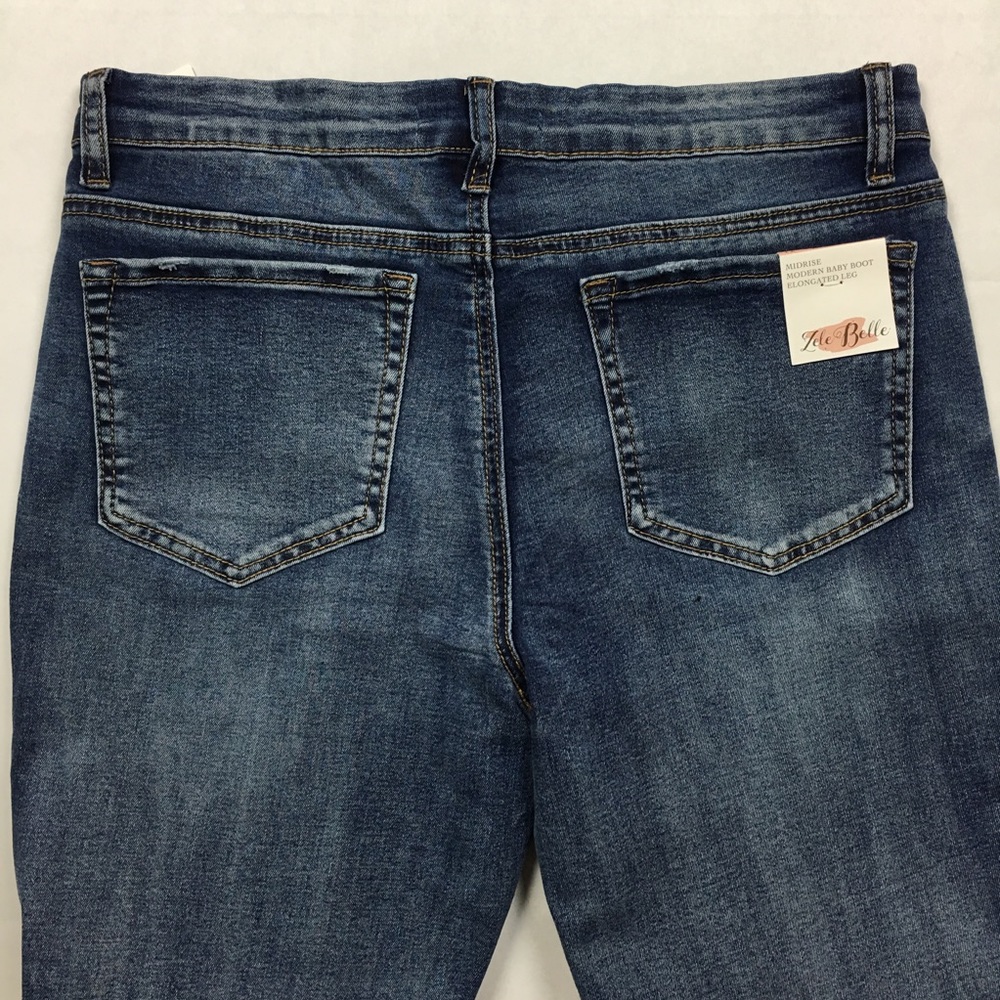Distressed Ripped Denim Baby Bootcut Jean - Picture 3 of 6